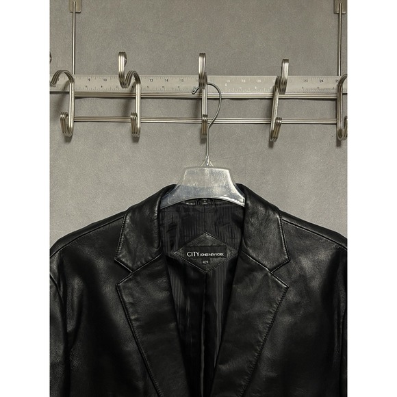 Jones New York Blazer Men 42R 44R Black City Leather Academia Casual Coat Luxury